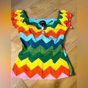 Collectif london rainbow blouse XS